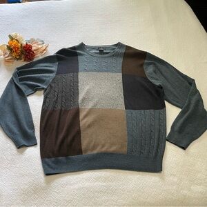 Dockers Men's Patchwork Sweater‎ ~Gray, Blue,Tan ~Size XL~ Business Casual